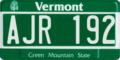 VT license plate AJR192
