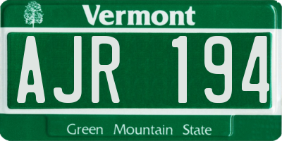 VT license plate AJR194
