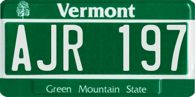 VT license plate AJR197