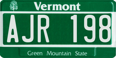 VT license plate AJR198