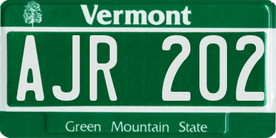 VT license plate AJR202