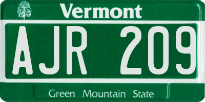 VT license plate AJR209