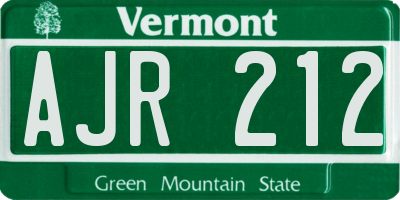 VT license plate AJR212