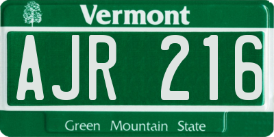 VT license plate AJR216