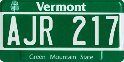 VT license plate AJR217