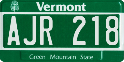 VT license plate AJR218