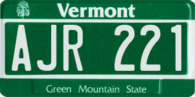 VT license plate AJR221