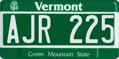 VT license plate AJR225