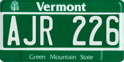 VT license plate AJR226