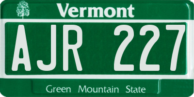 VT license plate AJR227