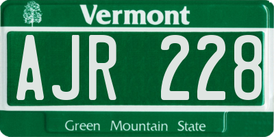 VT license plate AJR228