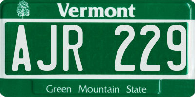 VT license plate AJR229