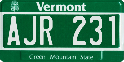 VT license plate AJR231