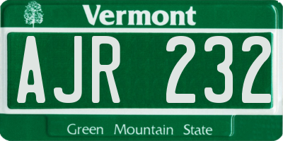VT license plate AJR232