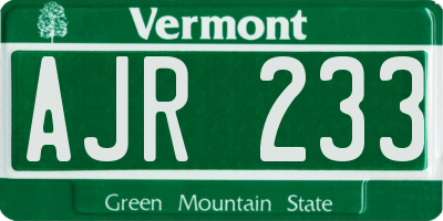 VT license plate AJR233