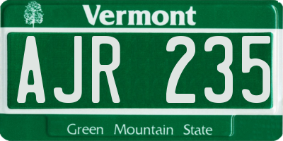 VT license plate AJR235