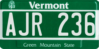 VT license plate AJR236
