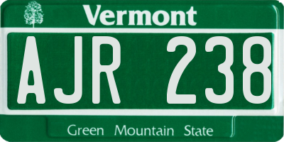 VT license plate AJR238