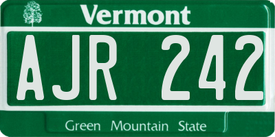 VT license plate AJR242
