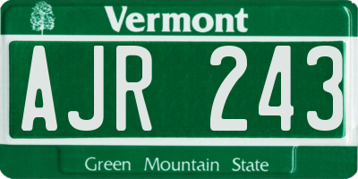 VT license plate AJR243