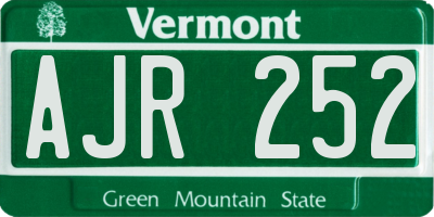 VT license plate AJR252