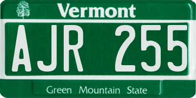 VT license plate AJR255