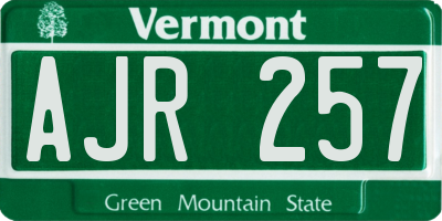 VT license plate AJR257