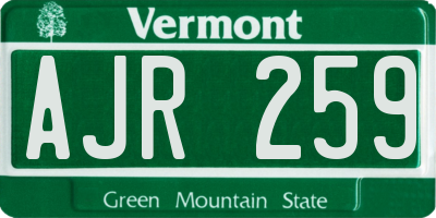 VT license plate AJR259