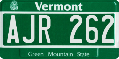 VT license plate AJR262