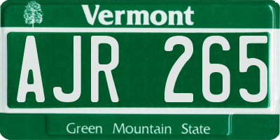 VT license plate AJR265