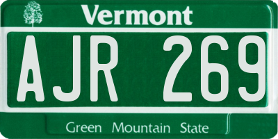 VT license plate AJR269