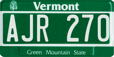 VT license plate AJR270
