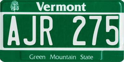 VT license plate AJR275