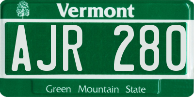 VT license plate AJR280