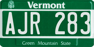 VT license plate AJR283