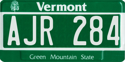 VT license plate AJR284