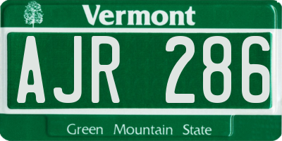 VT license plate AJR286