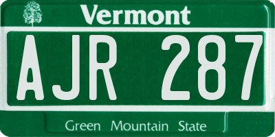 VT license plate AJR287