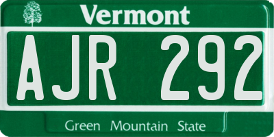 VT license plate AJR292