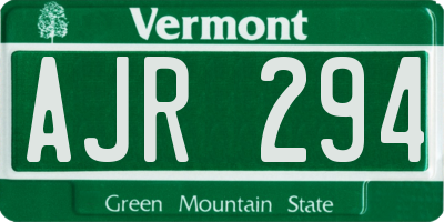 VT license plate AJR294