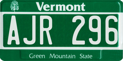 VT license plate AJR296