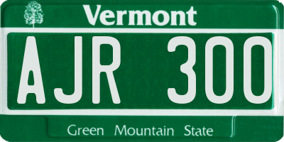 VT license plate AJR300