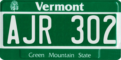 VT license plate AJR302