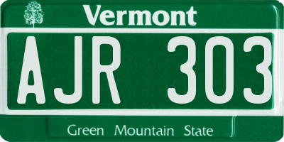 VT license plate AJR303