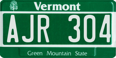VT license plate AJR304