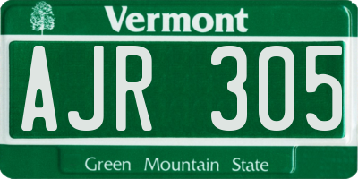 VT license plate AJR305