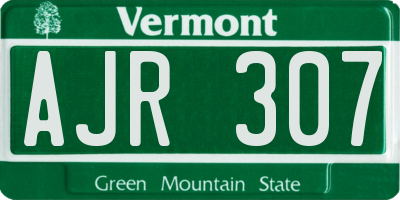 VT license plate AJR307