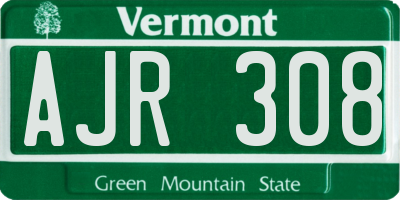 VT license plate AJR308