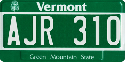 VT license plate AJR310