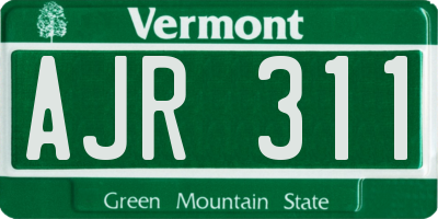 VT license plate AJR311